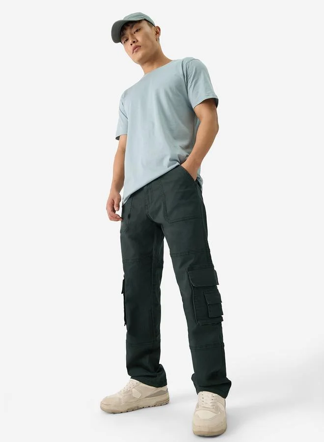 The Souled Store  Men Dark Green Straight Fit Cargo Jeans for Men | Best Price UAE