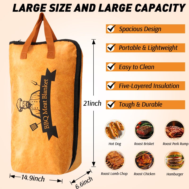 Find law 21inch BBQ Blanket for Resting Meat Compatible with Traeger Pitboss Pellet Smoker -BBQ Accessories Meat Insulated Bag for Brisket/Pork Shoulder/Steak -Birthday Anniversary Valentines Day Gift for Men - Image 2