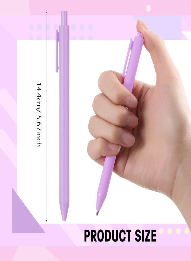 Teling 100 Pcs Ballpoint Pens Retractable Comfortable Cute Stylish Writing Pens in Medium Point 1.0 mm for Office Supplies(Light Purple) - Image 2