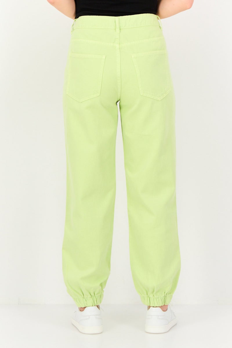 promod Women Jogger Fit Wash Non-Stretchable Denim, Lime Green - Image 2