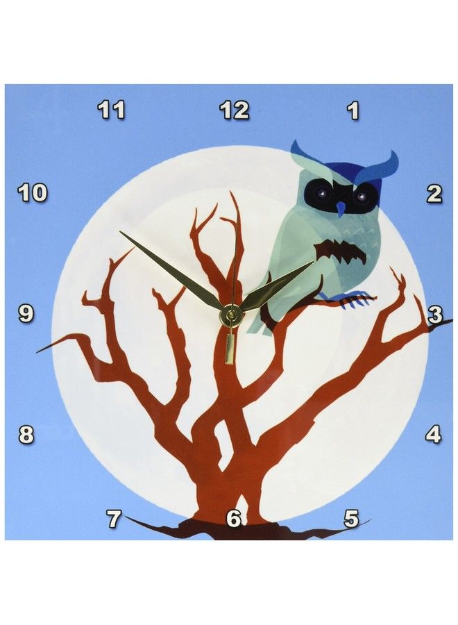 3DROSE Dpp_47207_1 Owl And Full Moonbirdsart Wall Clock 10 By 10Inch - Image 1