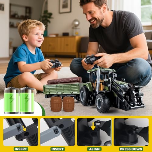 KOALA DIARY Remote Control TractorKids 24Ghz RC Tractor SetToddler Farm Toys with 2 RC Methods4 Pack Front LoaderMultiGrainFarm Toys Set for Boys GirlAges 3 - Image 5