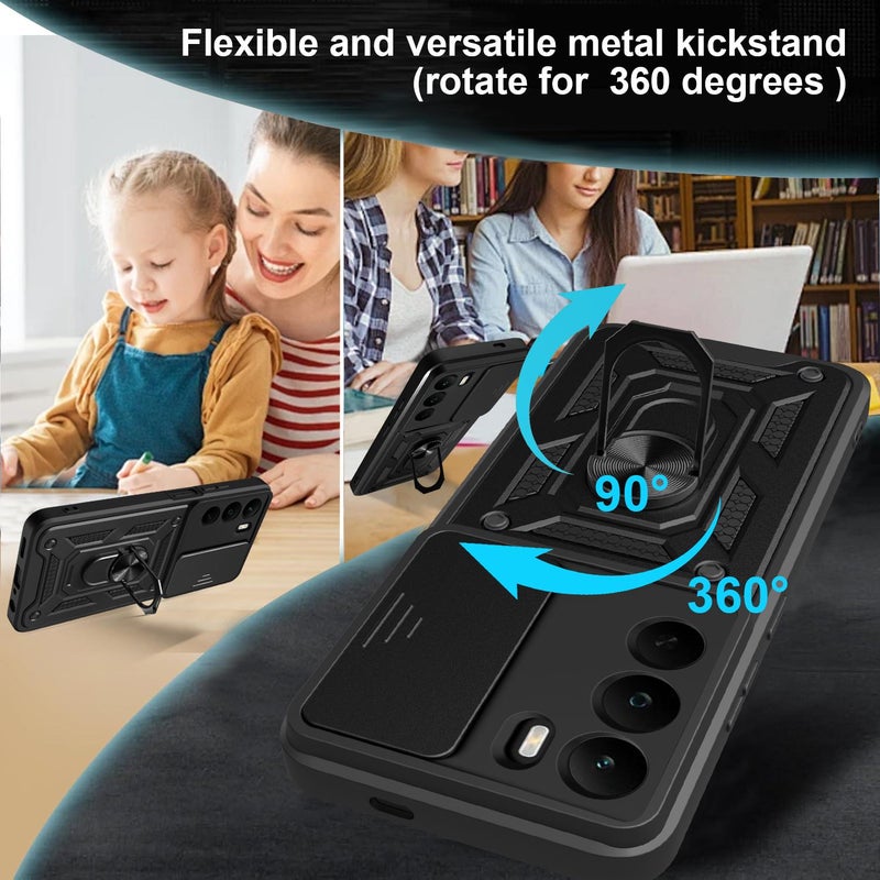 إيروريكس جراب هاتف Realme C71 4G بتصميم كاميرا منزلقة مصنوع من مادة TPU+PC (فضي) - Image 3