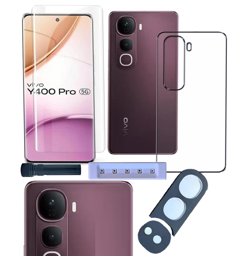 FabeKee UV Tempered Glass Screen Protector Compatible for Vivo Y400 Pro 5G | Front And Back Screen Guard With camera lens protector (Combo) - Image 1