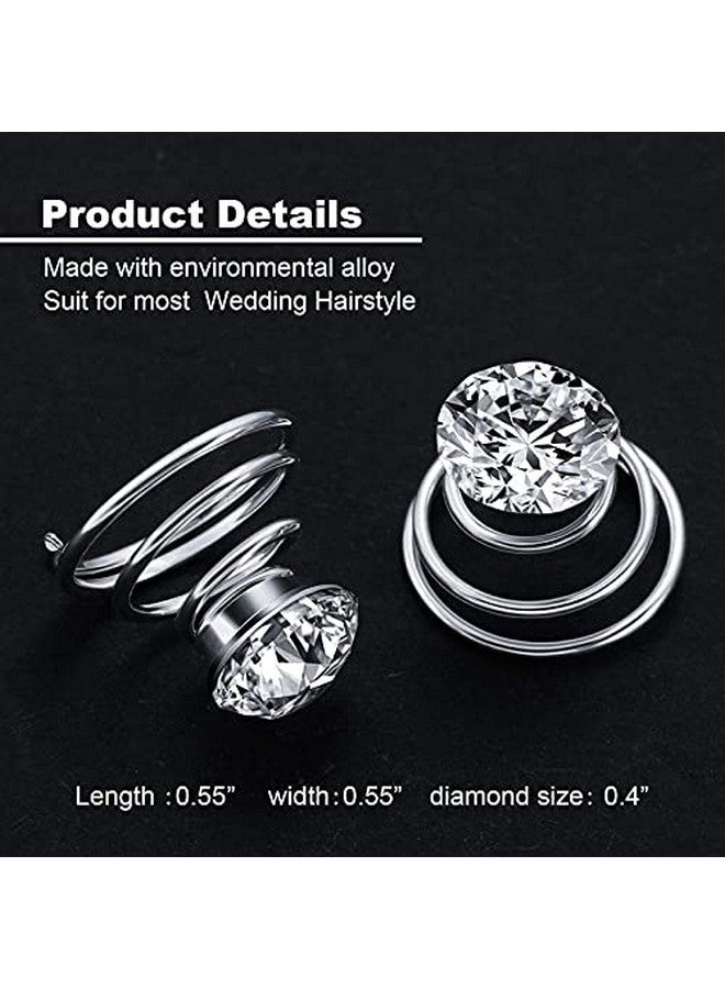 Belicia BELICIA 12 Pieces Rhinestone Crystal Twisters Set Spiral Hair Pin Silver Coil for Wedding, Bridal, Prom, Party and Special Occasion with Clear Container - Image 2