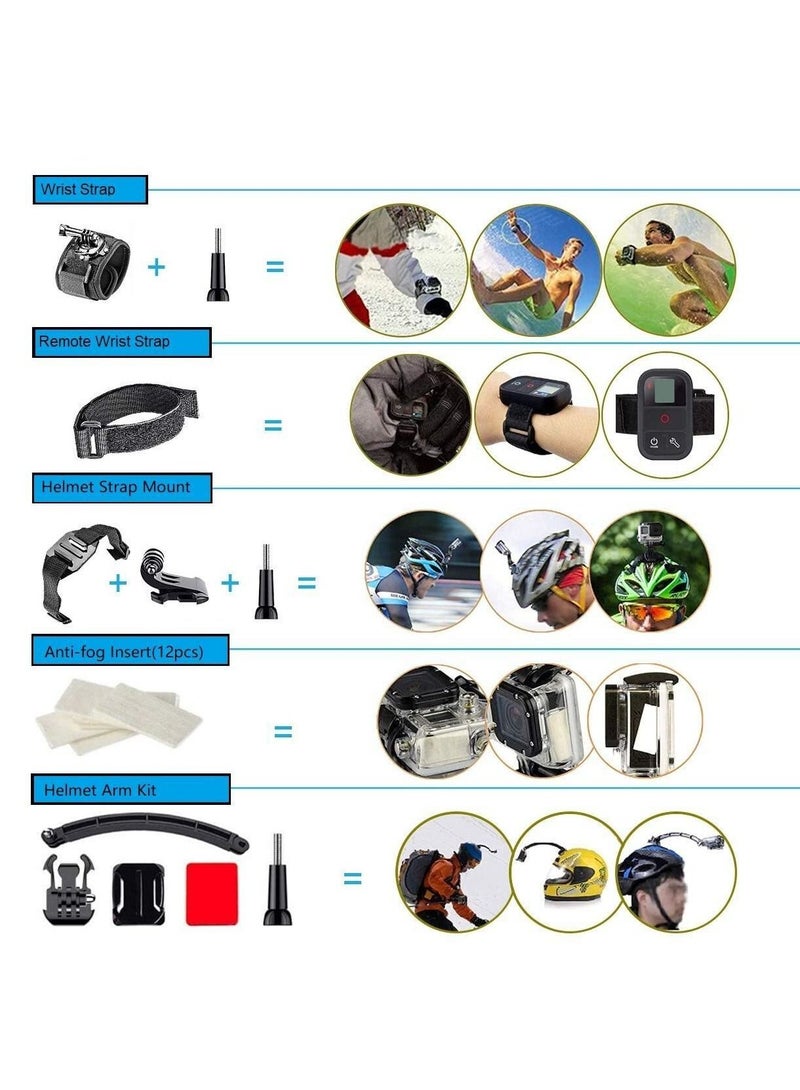50-In-1 Outdoor Sports Action Camera Accessories Kit for GoPro Hero4/3/2/1 Common Camcorder Bundles - Image 4