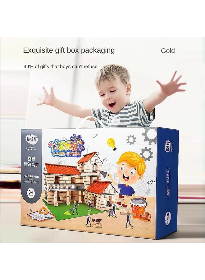 Bluejw Masons Children Masons Building House Building Blocks Small Masons Diy Cabin Mini Simulation Villa Model - Image 3