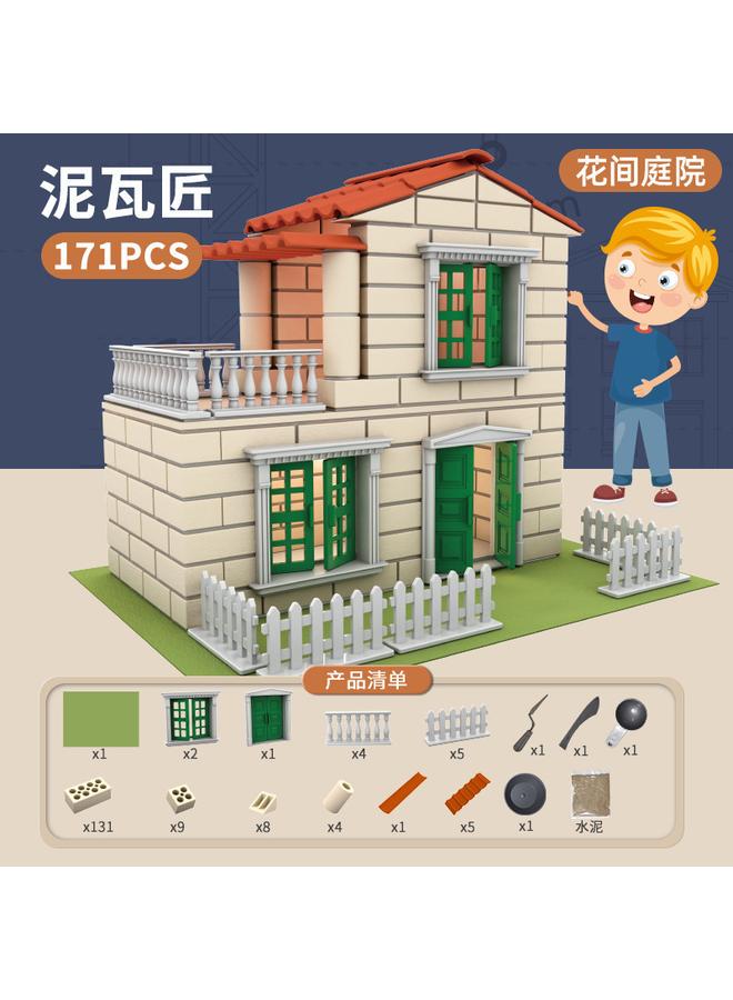 Bluejw Masons Children Masons Building House Building Blocks Small Masons Diy Cabin Mini Simulation Villa Model - Image 1