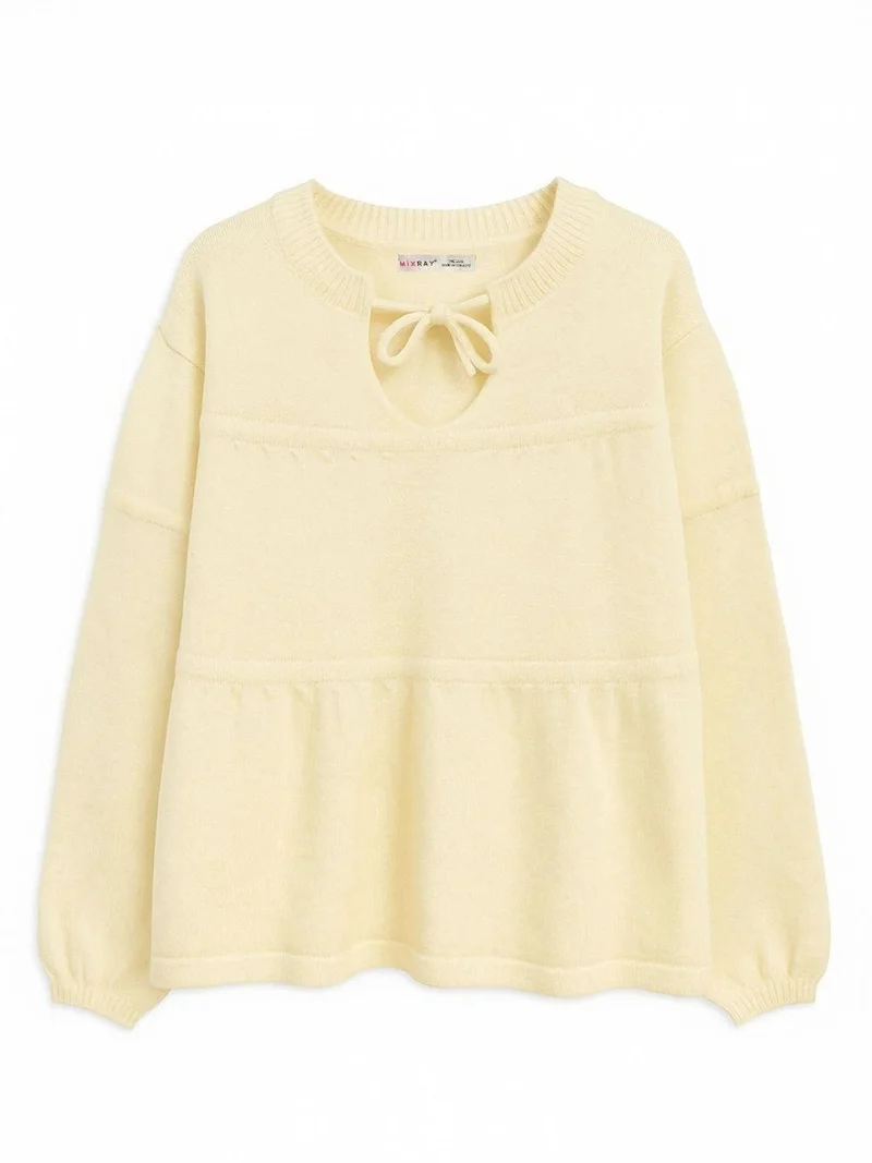 ميكسراي Mixray Tie-Detail Loose Knit Sweater