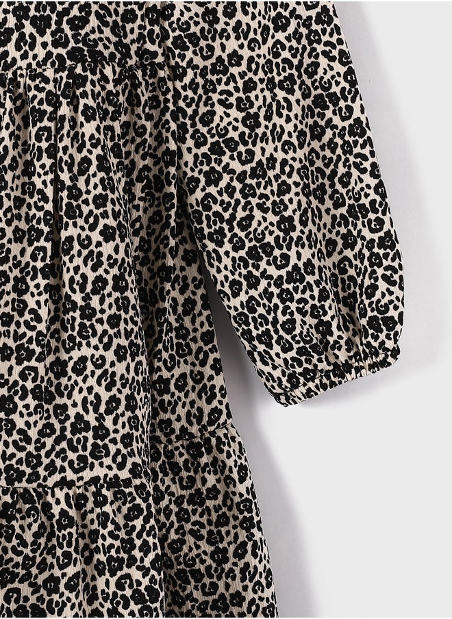 LC WAIKIKI Crew Neck Patterned Long Sleeve Girl Dress  - Image 3