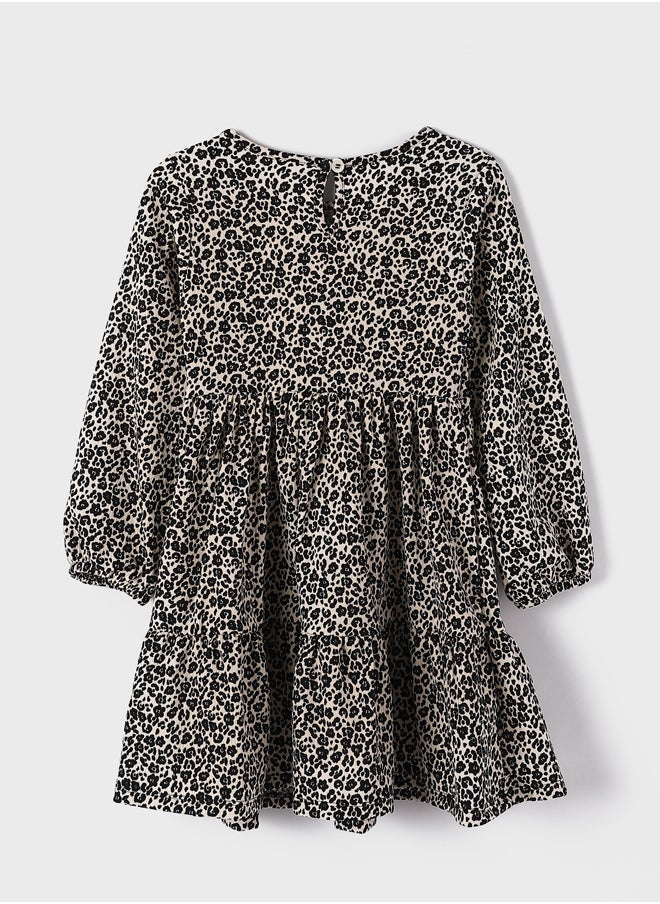 LC WAIKIKI Crew Neck Patterned Long Sleeve Girl Dress  - Image 2