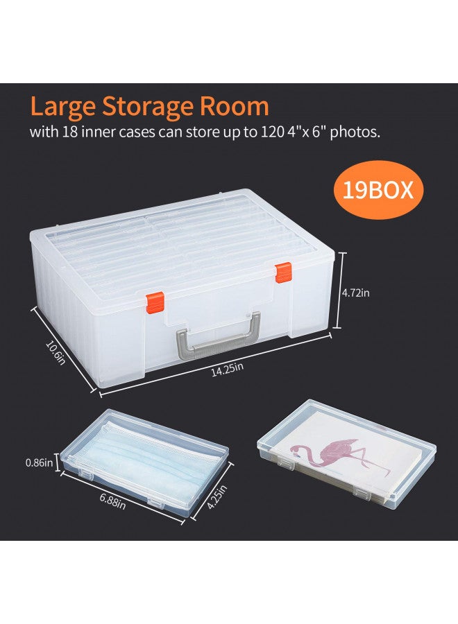 Gbivbe Photo Storage Box 4" x 6", 18 Inner Photo Case Extra Large Photo Organizer Acid-Free Photo Box Keeper Storage Case, Plastic Craft Storage Box for Stickers Stamps Seeds (18 Boxes, Clear) - Image 3