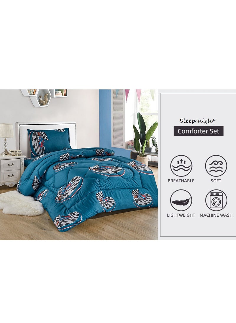 Sleep night 3-Piece kids Medium Filling Comforter set Reversible Bed Set Single Size 160x210 cm for Boys & Girls - Image 5