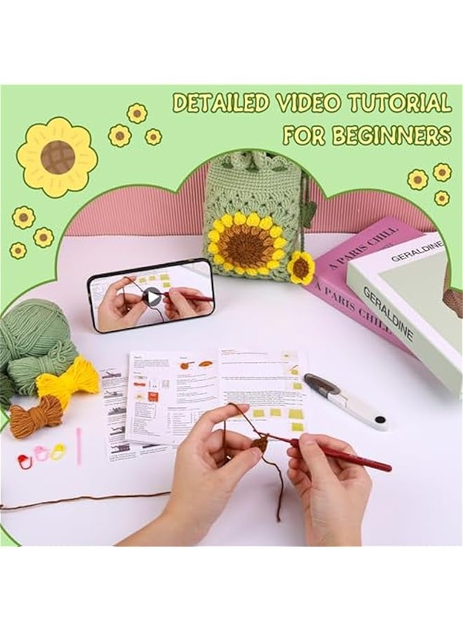 Beginner's Crochet Kit - Complete Set with Yarn, Hook, and Accessories for Adult DIY Crafting, Includes Video Tutorials - Image 3