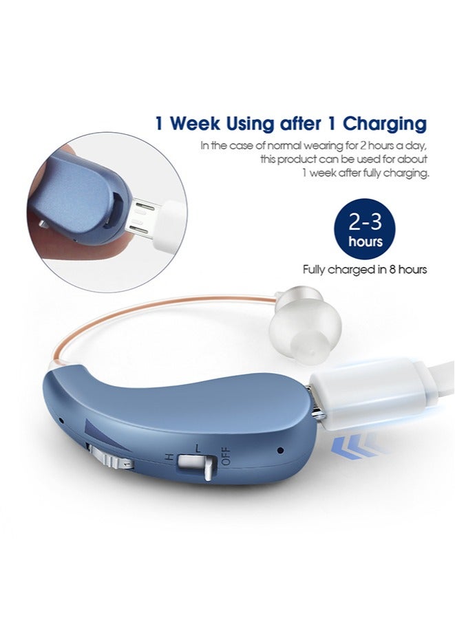 Chixing Rechargeable Hearing Aid for Seniors with Noise Cancelling, Hearing Aids Loss Amplifier Seniors  Adults Charging Case  Volume Control, Blue - Image 5