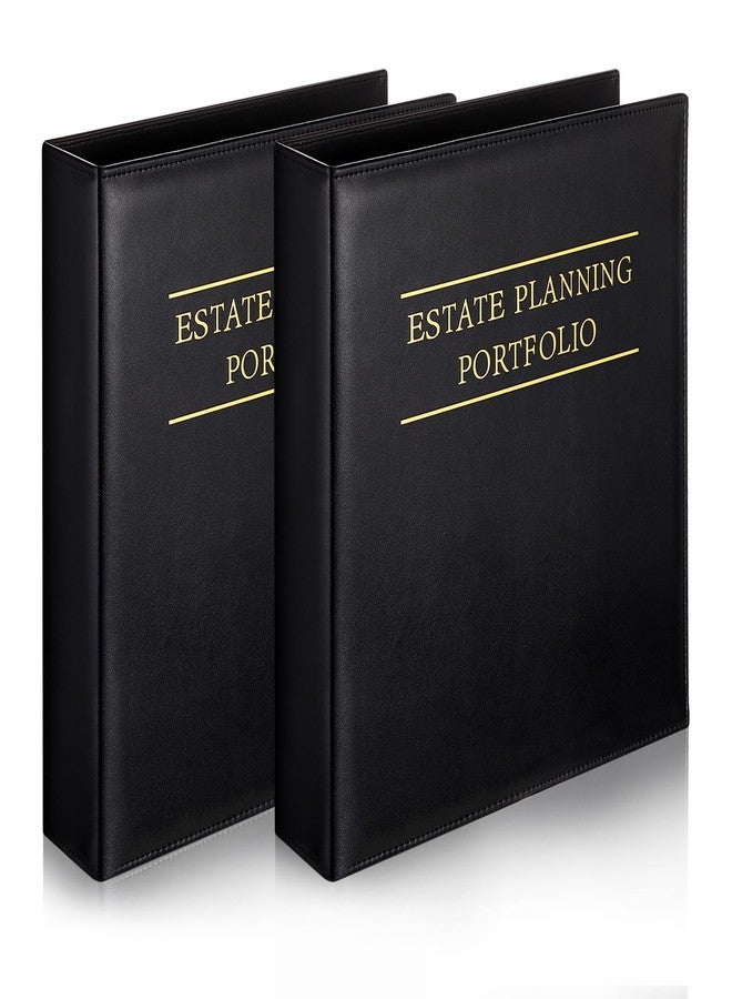 Skyygemm 2 Pcs Estate Planning Portfolio Black PU Leather Binder 3 Ring Binders with Gold Title and Index Tab Dividers, Planner Binder 12.6'' x 11.22'' x 2.17'' Estate Planning Organizer - Image 1