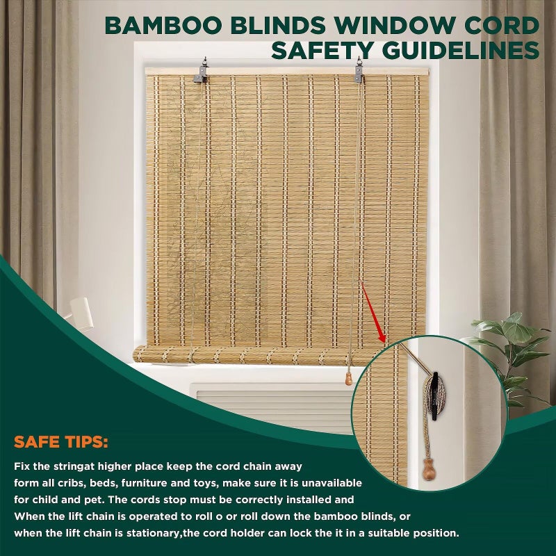 BAYUE Bamboo Blinds for Interior Windows, Easy to Install Bamboo Shades for Indoor Windows, Custom Roller Shades for Indoor Window and Outdoor Patio, 23" W x 48" H - Image 4