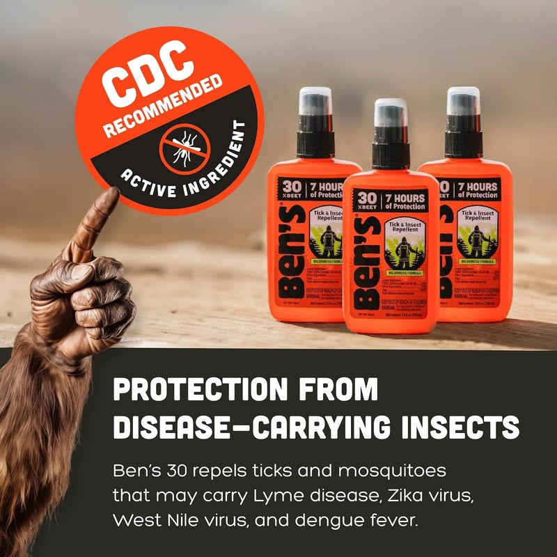 Ben's Tick & Insect Repellent - Travel Size Bug Spray with 30% DEET for Mosquitoes, Ticks & More - Up to 7 Hours of Protection - Fragrance-Free - 3.4 Fl Oz (4 Pack) - Image 5