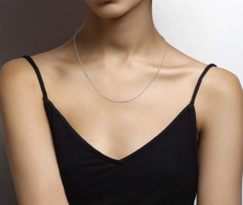 Miabella Solid 925 Sterling Silver Italian 2mm, 3mm Diamond-Cut Braided Rope Chain Necklace for Men Women Made in Italy (2mm, Length 18 Inches) - Image 4