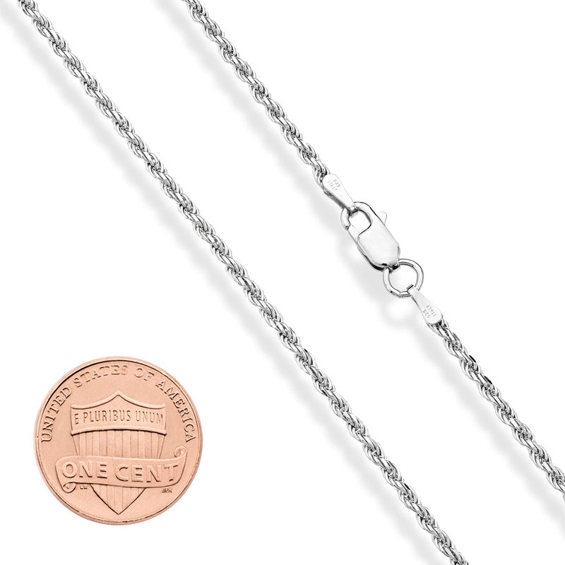Miabella Solid 925 Sterling Silver Italian 2mm, 3mm Diamond-Cut Braided Rope Chain Necklace for Men Women Made in Italy (2mm, Length 18 Inches) - Image 2