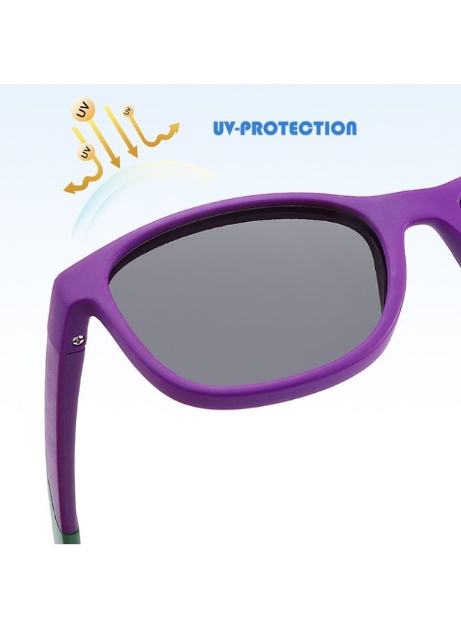 موجات طائرة نظارات شمسية قطبية للأطفال مقاومة للأشعة فوق البنفسجية UV400 إطار مرن من TPEE للأولاد والبنات، مثالية للرياضة والدراجة والمشي والشاطئ والسفر، مقاومة للرياح للفتيان والفتيات من عمر 3 إلى 12 سنة. - Image 2
