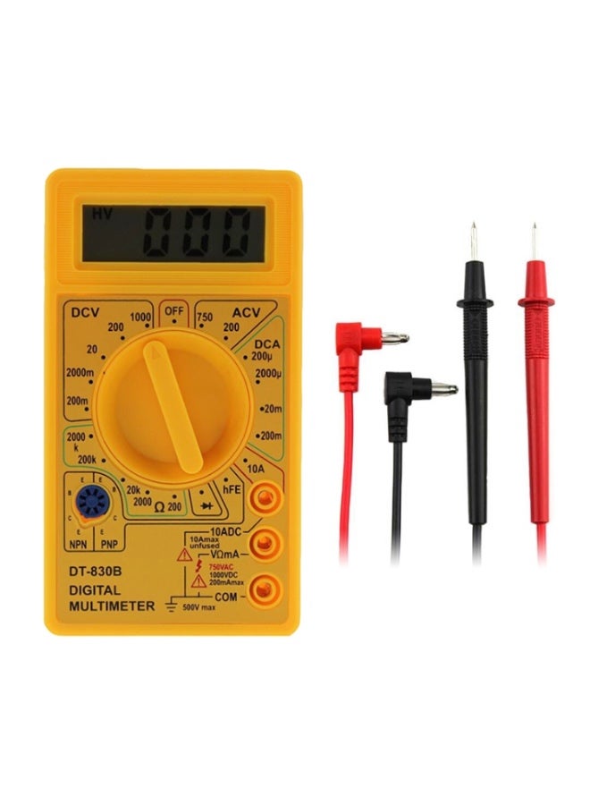 جهاز قياس متعدد رقمي محمول باليد DT-830B (أميتر وفولتميتر) مع شاشة عرض رقمية – جهاز اختبار عالمي – أصفر - Image 1