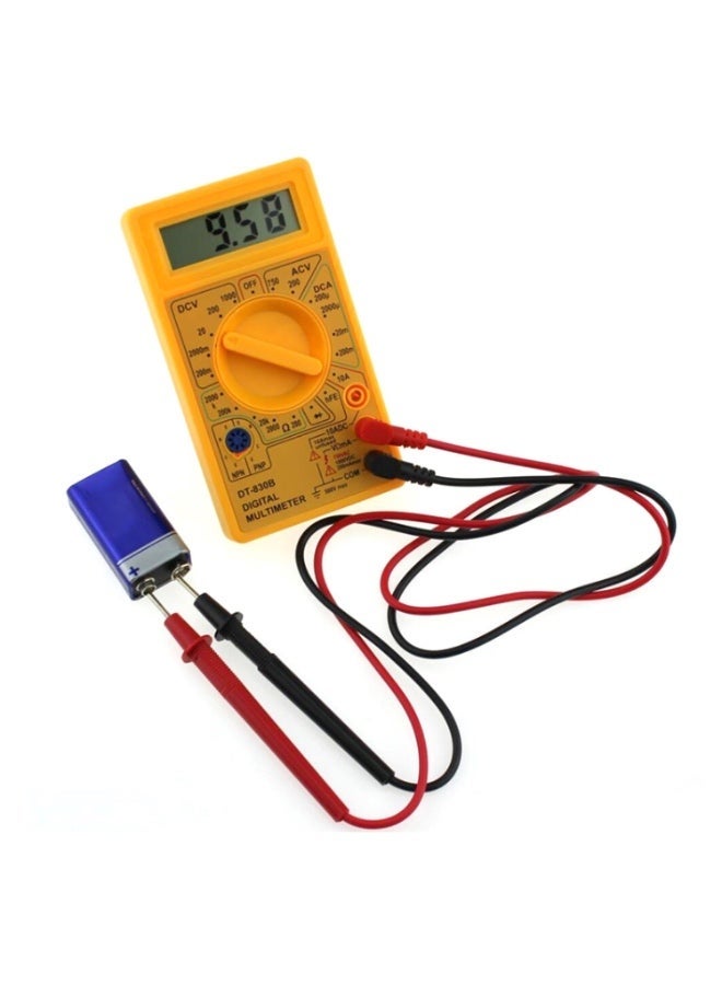 جهاز قياس متعدد رقمي محمول باليد DT-830B (أميتر وفولتميتر) مع شاشة عرض رقمية – جهاز اختبار عالمي – أصفر - Image 2