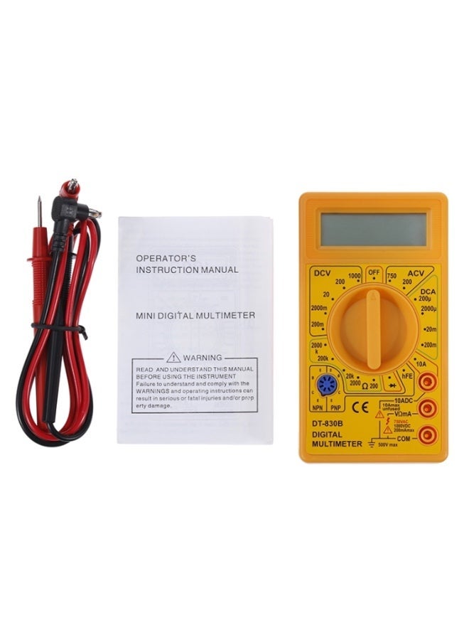 جهاز قياس متعدد رقمي محمول باليد DT-830B (أميتر وفولتميتر) مع شاشة عرض رقمية – جهاز اختبار عالمي – أصفر - Image 4