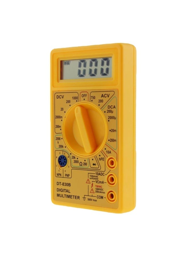 جهاز قياس متعدد رقمي محمول باليد DT-830B (أميتر وفولتميتر) مع شاشة عرض رقمية – جهاز اختبار عالمي – أصفر - Image 3