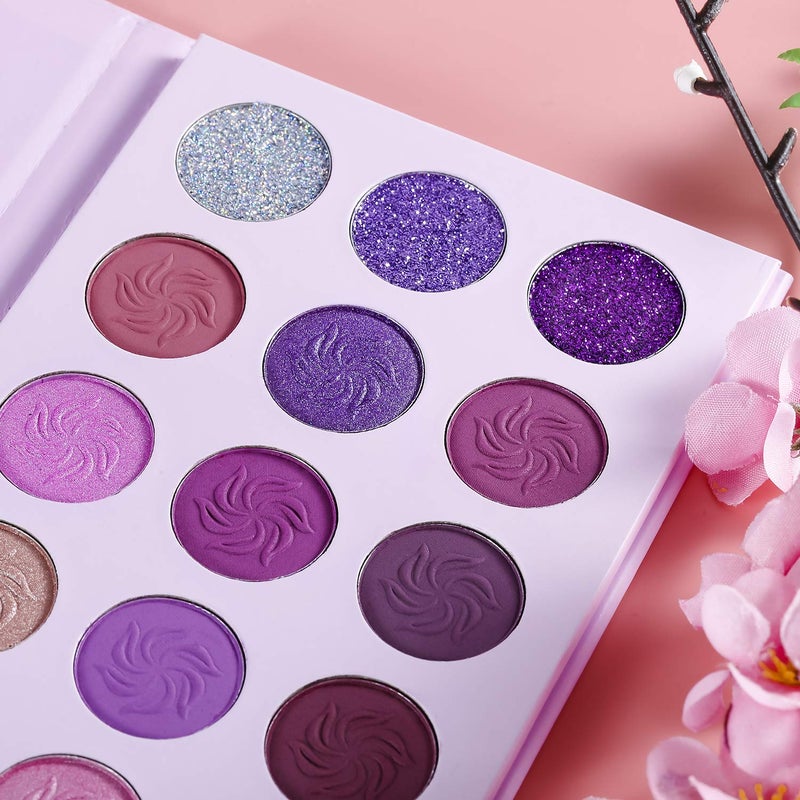 Afflano Purple Eyeshadow Palette Makeup Matte Glitter, Highly Pigmented Pink Eye Makeup Pallet, Dream Purple Pink Dark Red Violet Cute Bright Shimmer Travel Eyeshadow Pallet for Girl Women - Image 5