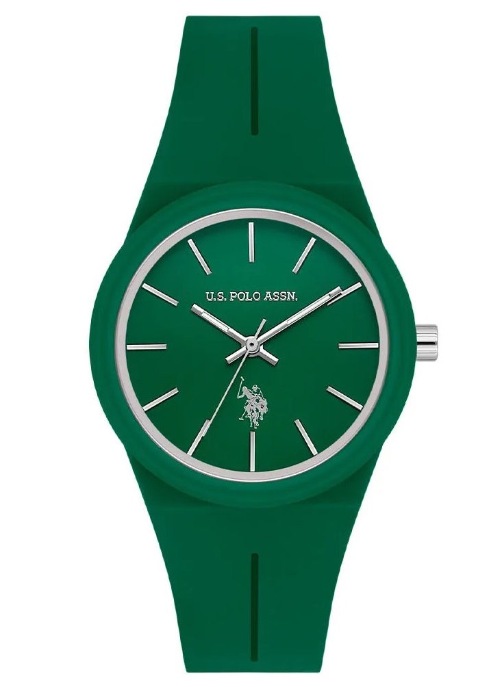 U.S. Polo Assn. Women's 40mm Watch with Green Dial & Green Silicon Strap  - Image 1
