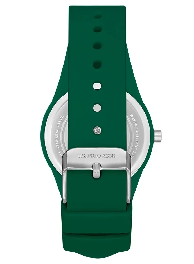 U.S. Polo Assn. Women's 40mm Watch with Green Dial & Green Silicon Strap