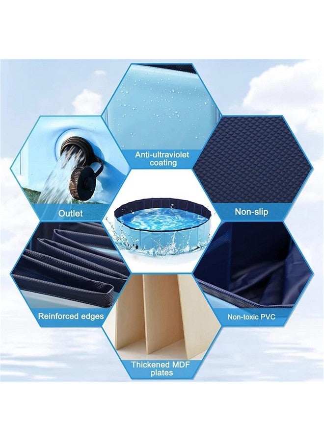 حوض سباحة محمول قابل للطي للكلاب - (120 × 30 سم)، حوض استحمام للكلاب والقطط، حوض سباحة مقاوم للانزلاق للحيوانات الأليفة للاستخدام الداخلي والخارجي، مصنوع من مادة البولي فينيل كلوريد المتينة، قاع مضاد للانزلاق، مقاس كبير - Image 3