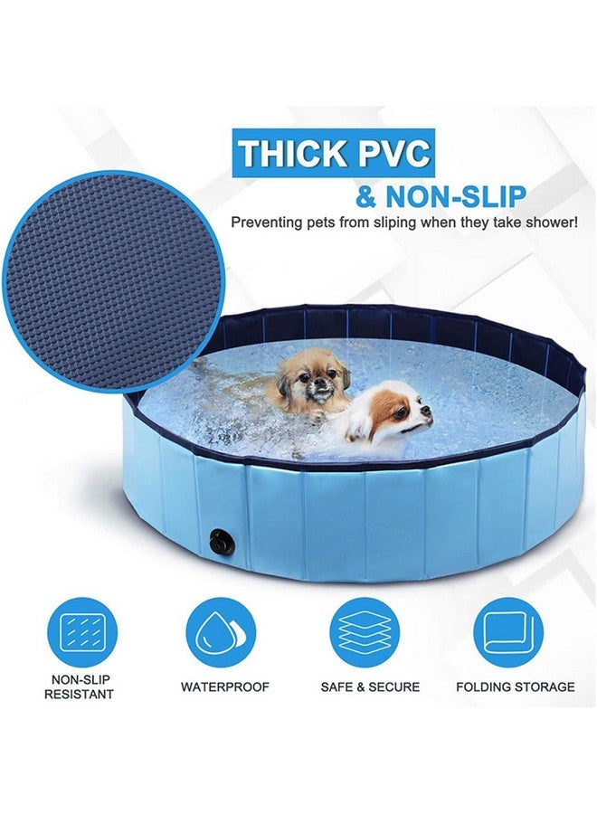حوض سباحة محمول قابل للطي للكلاب - (120 × 30 سم)، حوض استحمام للكلاب والقطط، حوض سباحة مقاوم للانزلاق للحيوانات الأليفة للاستخدام الداخلي والخارجي، مصنوع من مادة البولي فينيل كلوريد المتينة، قاع مضاد للانزلاق، مقاس كبير - Image 2