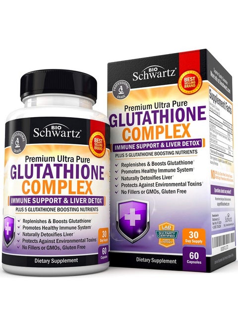 BioSchwartz Glutathione Supplement Liver Detox With Quercetin Vitamin C  Milk Thistle Alpha Lipoic Acid Liver Supplement & Immune Support Pills  Natural Immunity Defense Health Formula & Liver Cleanse 500Mg 60Ct | Best