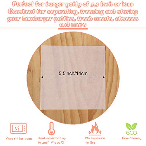 YQL Square Patty Paper 5.5x5.5 Inch, Set of 300, Non Stick Patty Paper Sheets for Burger Press, Patty Serperate and Cake Baking,Freezing and Caramel Candy Wrappers - Image 2