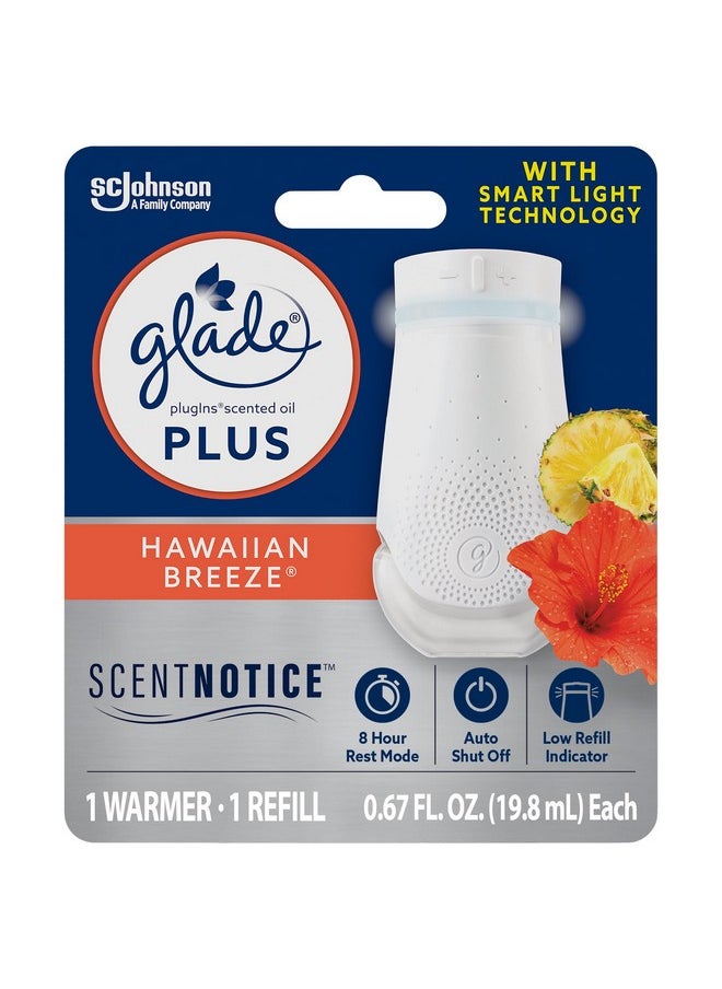 Glade Glade PlugIn Plus Air Freshener Starter Kit, Scented Oil for Home and Bathroom, Hawaiian Breeze, 0.67 Fl Oz, 1 Warmer + 1 Refill  - Image 1