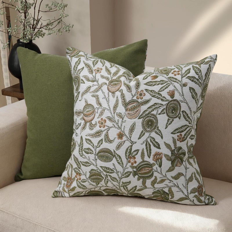makkey Floral Pillow Covers 20x20 Set of 2 Spring Sage Green Throw Pillow Covers Farmhouse Decorative Pillow Cover for Sofa Bed Living Room Home Decor - Image 2
