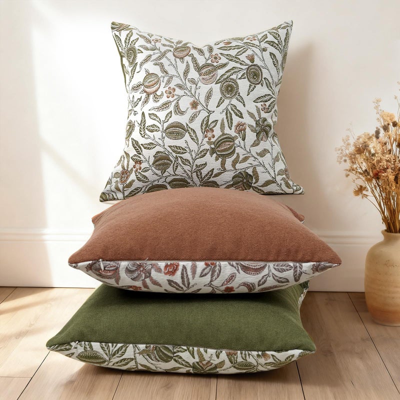 makkey Floral Pillow Covers 20x20 Set of 2 Spring Sage Green Throw Pillow Covers Farmhouse Decorative Pillow Cover for Sofa Bed Living Room Home Decor - Image 3
