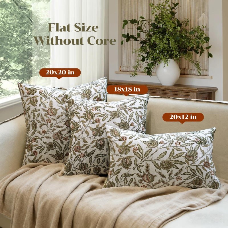 makkey Floral Pillow Covers 20x20 Set of 2 Spring Sage Green Throw Pillow Covers Farmhouse Decorative Pillow Cover for Sofa Bed Living Room Home Decor - Image 4