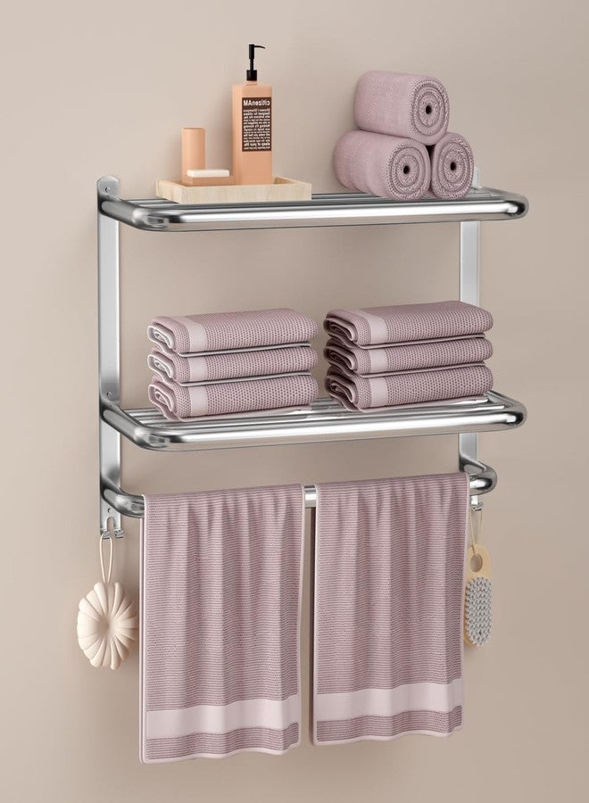 DDS-DUDES 3-Tier Towel Racks for Bathroom with Towel Bars Multilayer Hotel Bath Towel Shelf Stainless Steel Wall-Mounted Brushed Finish Holder with Towel Shelves 23 Inches - Image 1