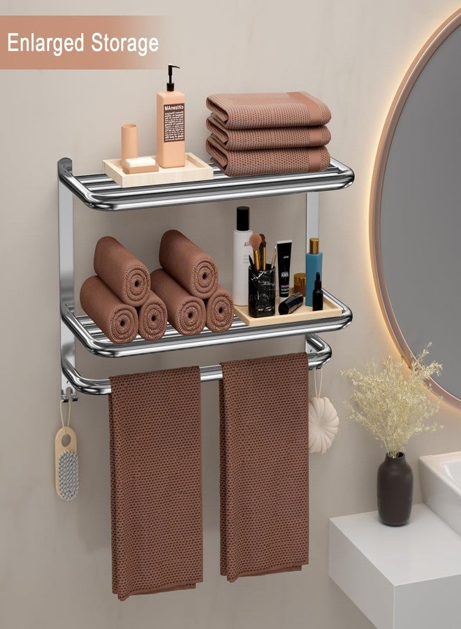 DDS-DUDES 3-Tier Towel Racks for Bathroom with Towel Bars Multilayer Hotel Bath Towel Shelf Stainless Steel Wall-Mounted Brushed Finish Holder with Towel Shelves 23 Inches - Image 4