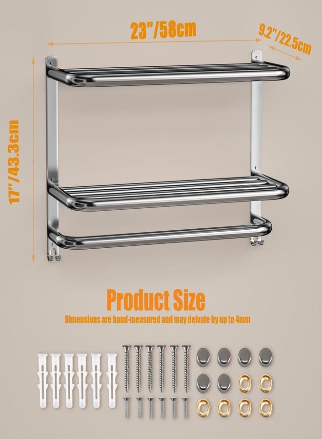DDS-DUDES 3-Tier Towel Racks for Bathroom with Towel Bars Multilayer Hotel Bath Towel Shelf Stainless Steel Wall-Mounted Brushed Finish Holder with Towel Shelves 23 Inches - Image 2