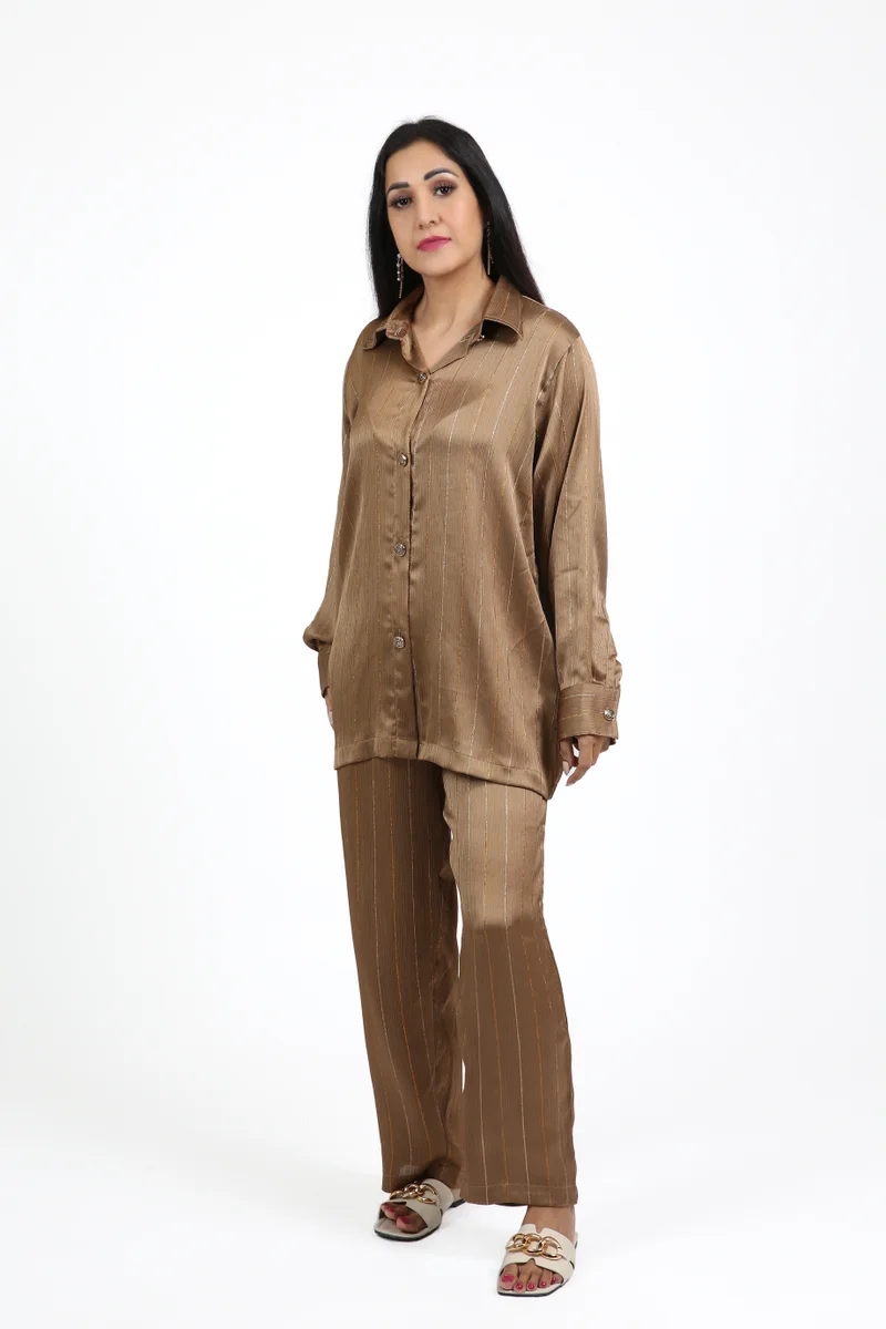 Nikias Nikias Beige Barbie Fabric Pajama Set for Daily Wear