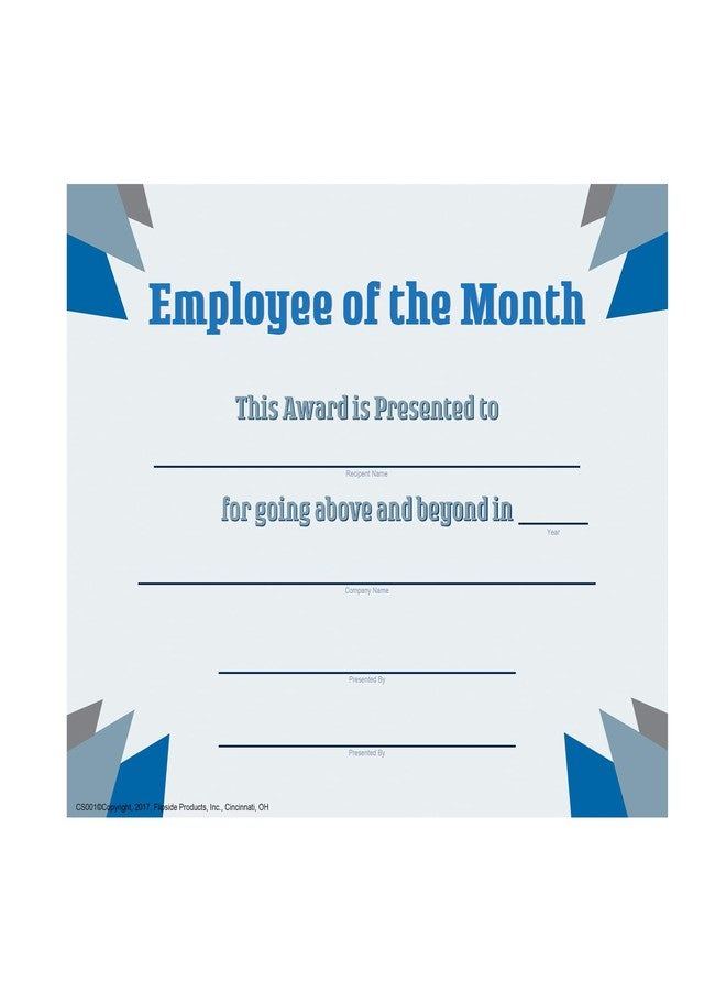 Hayes Employee of The Month Certificate, Professional Employee Recognition & Appreciation Awards for Workplace Excellence, Full-Color Matte Finish, 8.5" x 11" - 30 Pack