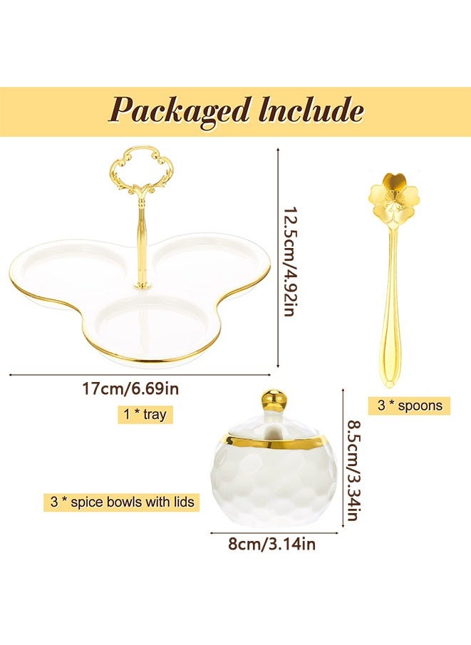 Muyixin - Golf Porcelain Sugar Bowl Condiment Pot Golf Shaped Ceramic Sugar Holder with 1 Tray Salt Container with Lid and Spoon Modern Seasoning Jars for Home and Kitchen - Image 1