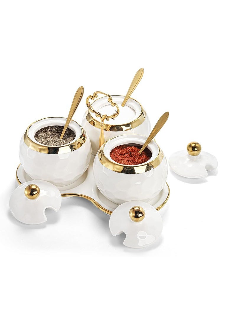 Muyixin - Golf Porcelain Sugar Bowl Condiment Pot Golf Shaped Ceramic Sugar Holder with 1 Tray Salt Container with Lid and Spoon Modern Seasoning Jars for Home and Kitchen - Image 1