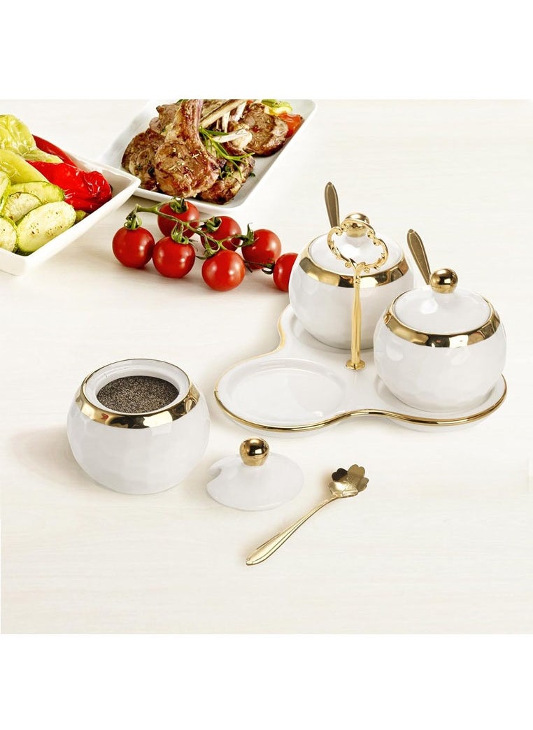 Muyixin - Golf Porcelain Sugar Bowl Condiment Pot Golf Shaped Ceramic Sugar Holder with 1 Tray Salt Container with Lid and Spoon Modern Seasoning Jars for Home and Kitchen - Image 1