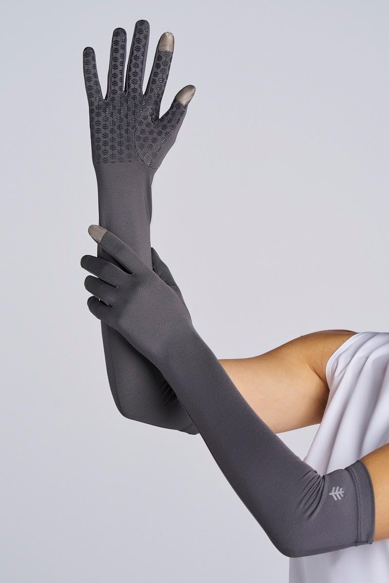 Coolibar UPF 50+ Culebra UV Long Sun Gloves - Charcoal (Small) - Image 4