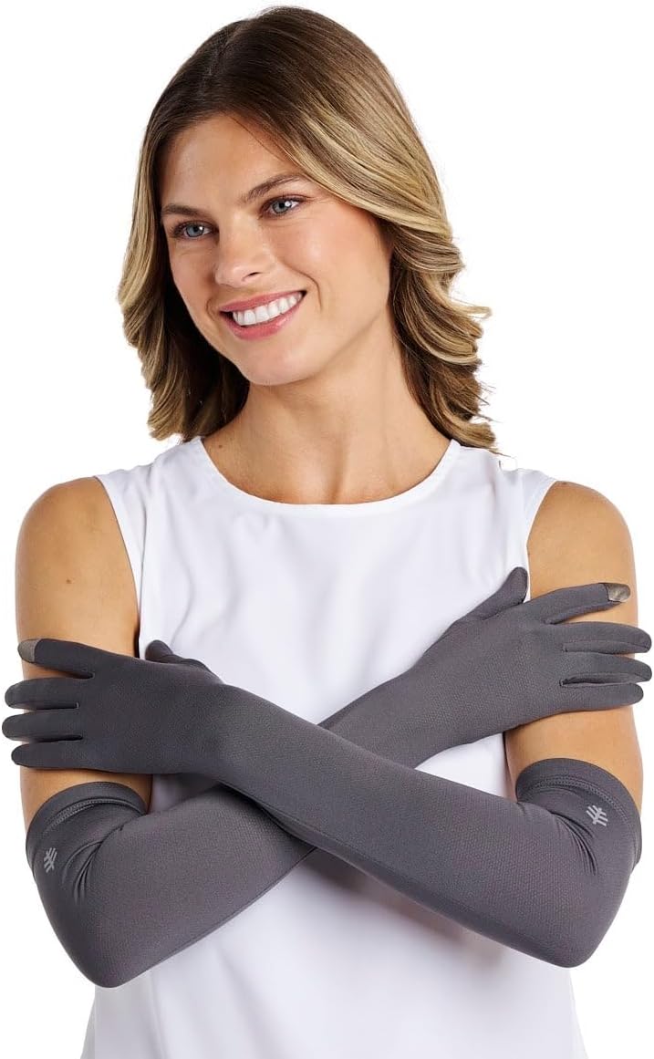 Coolibar UPF 50+ Culebra UV Long Sun Gloves - Charcoal (Small) - Image 1